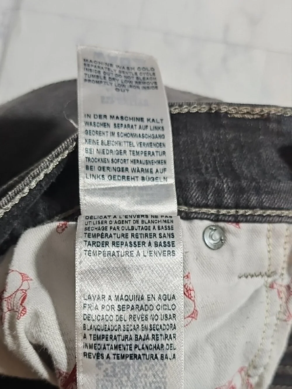 True Religion Men's Black Washed Slim Straight Jeans